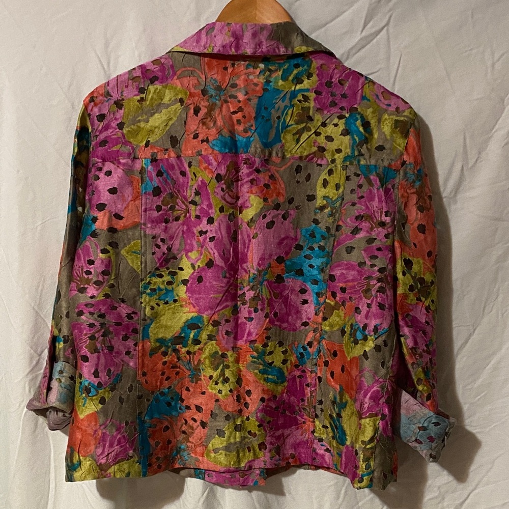 Ruby Rd. Multicolor Floral Button-Down Shirt Jacket - Picture 4 of 5